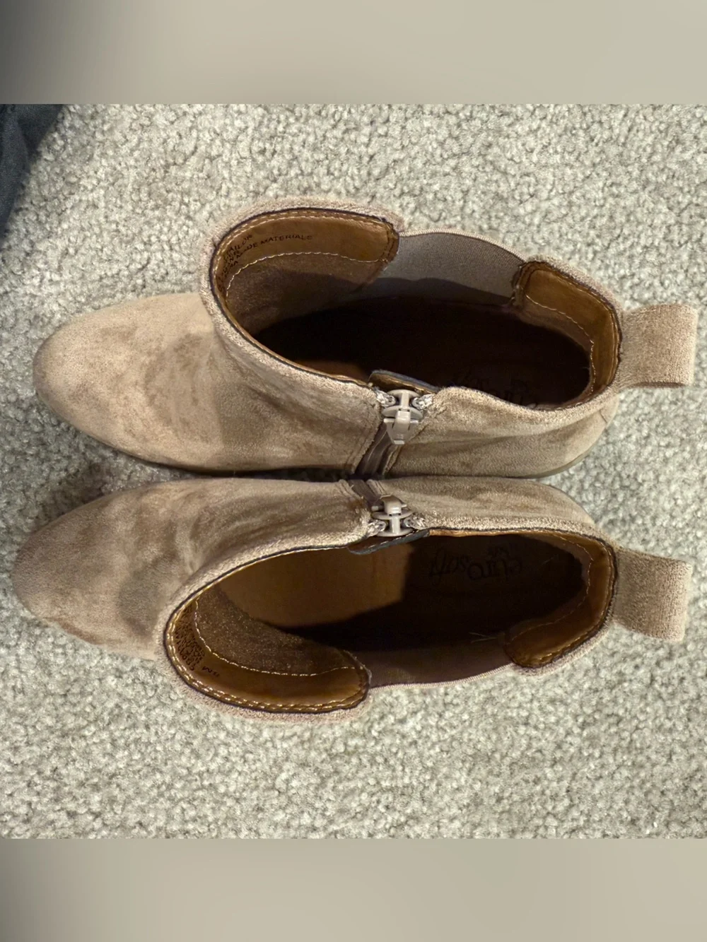 Eurosoft Suede Ankle Booties in Taupe size 8